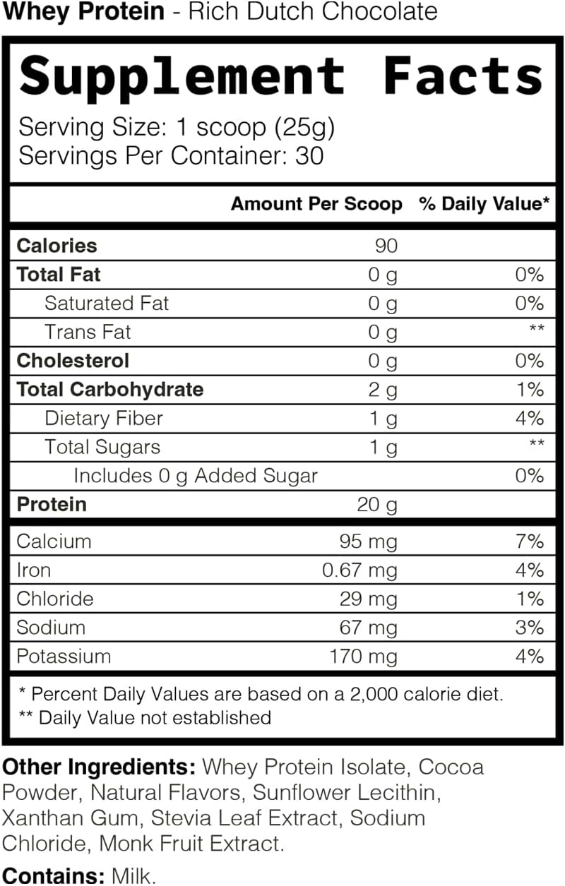 TRULEAN Rich Dutch Chocolate Whey Isolate Protein Powder - 20g Protein, No Artificial Sweeteners, Gluten & Soy Free - 30 Servings
