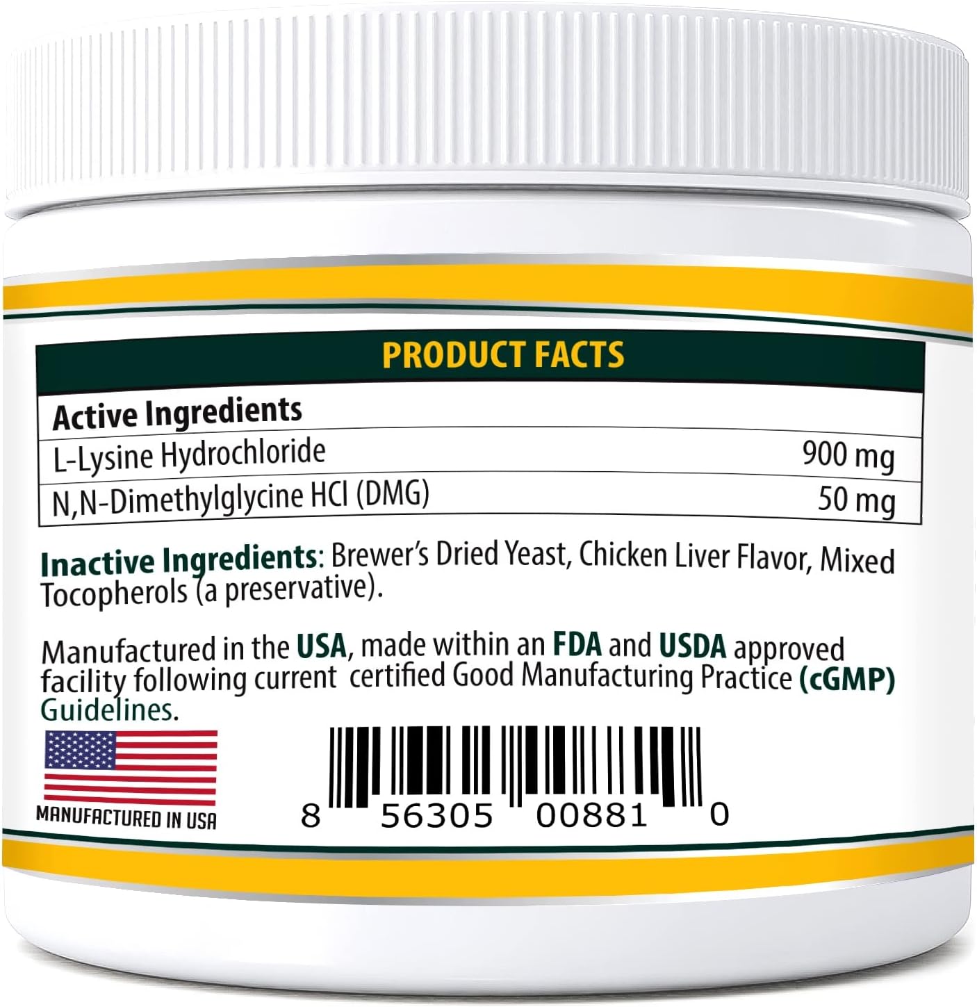 Trulysine Plus L-Lysine Oral Powder for Cats 8oz - Immune Support, Sneezing, Runny Nose, Watery Eyes - Chicken Liver Flavor - All Ages - Made in the U.S.A