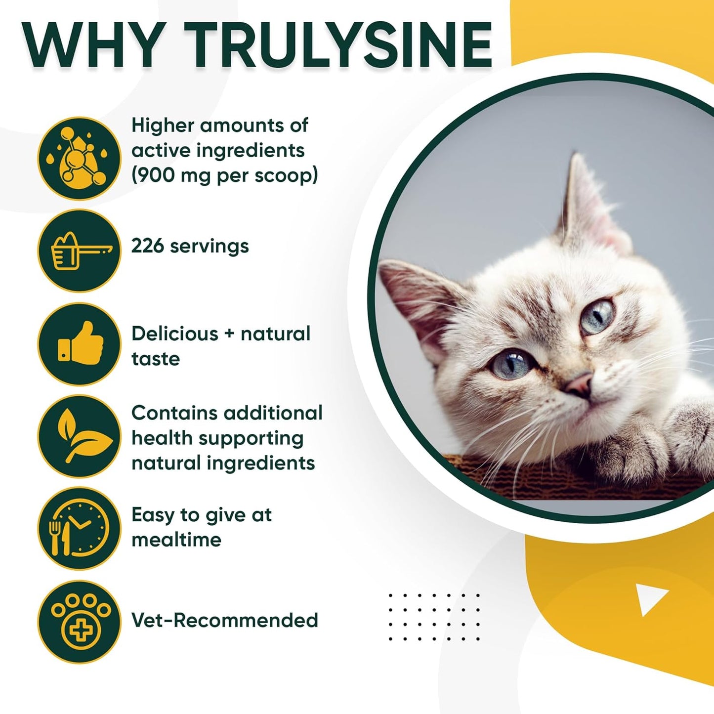 Trulysine Plus L-Lysine Oral Powder for Cats 8oz - Immune Support, Sneezing, Runny Nose, Watery Eyes - Chicken Liver Flavor - All Ages - Made in the U.S.A