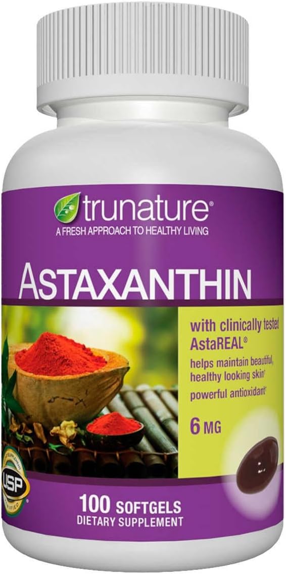 trunatur Astaxanthin 6 mg - Supports Skin Elasticity, Moisture, Texture, and Tone - 100 Softgels