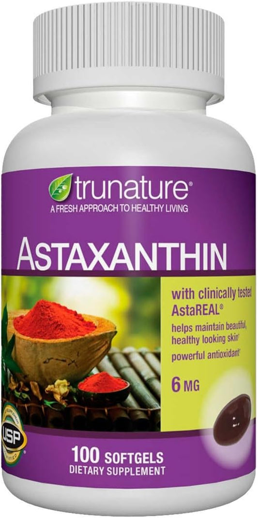 trunatur Astaxanthin 6 mg - Supports Skin Elasticity, Moisture, Texture, and Tone - 100 Softgels