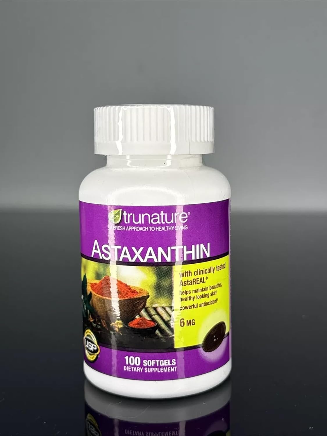 trunatur Astaxanthin 6 mg - Supports Skin Elasticity, Moisture, Texture, and Tone - 100 Softgels
