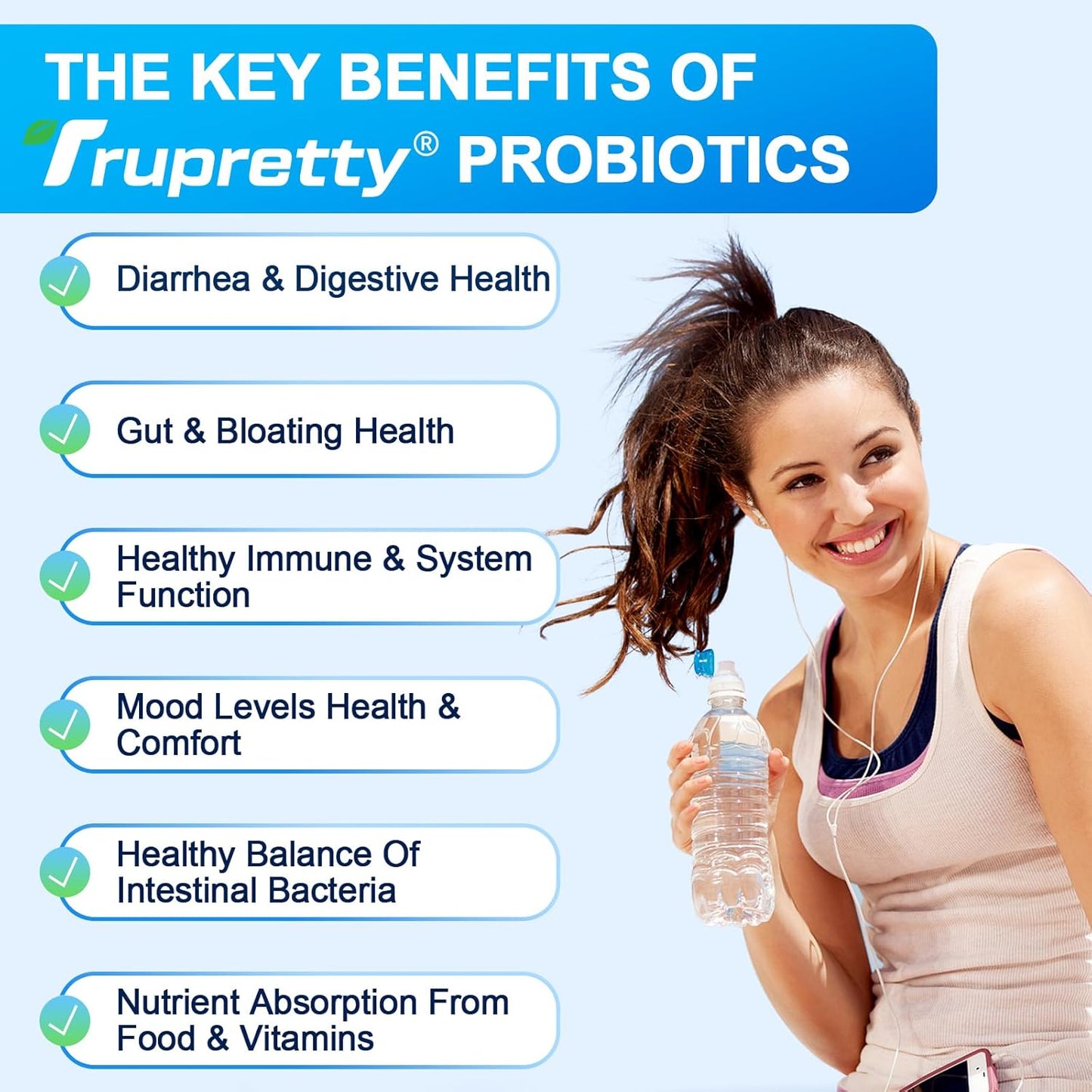 Trupretty 200 Billion CFUs Probiotic with 12 Strains and 3 Organic Prebiotics - Daily Supplement for Immune, Gut, Digestive Health - 240 Capsules (240-Day Supply)