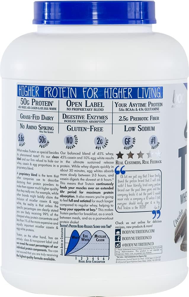 Trutein High Protein Powder: Grass Fed Whey, Gluten-Free Chocolate Shake - 4lb