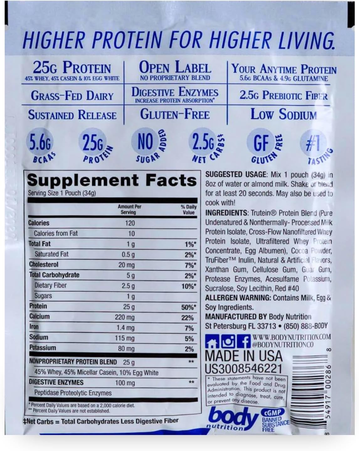 Trutein Protein Powder 34g Sample - Strawberries & Cream, 25g Protein Shake for Breakfast, Meal Replacement, Workout Recovery