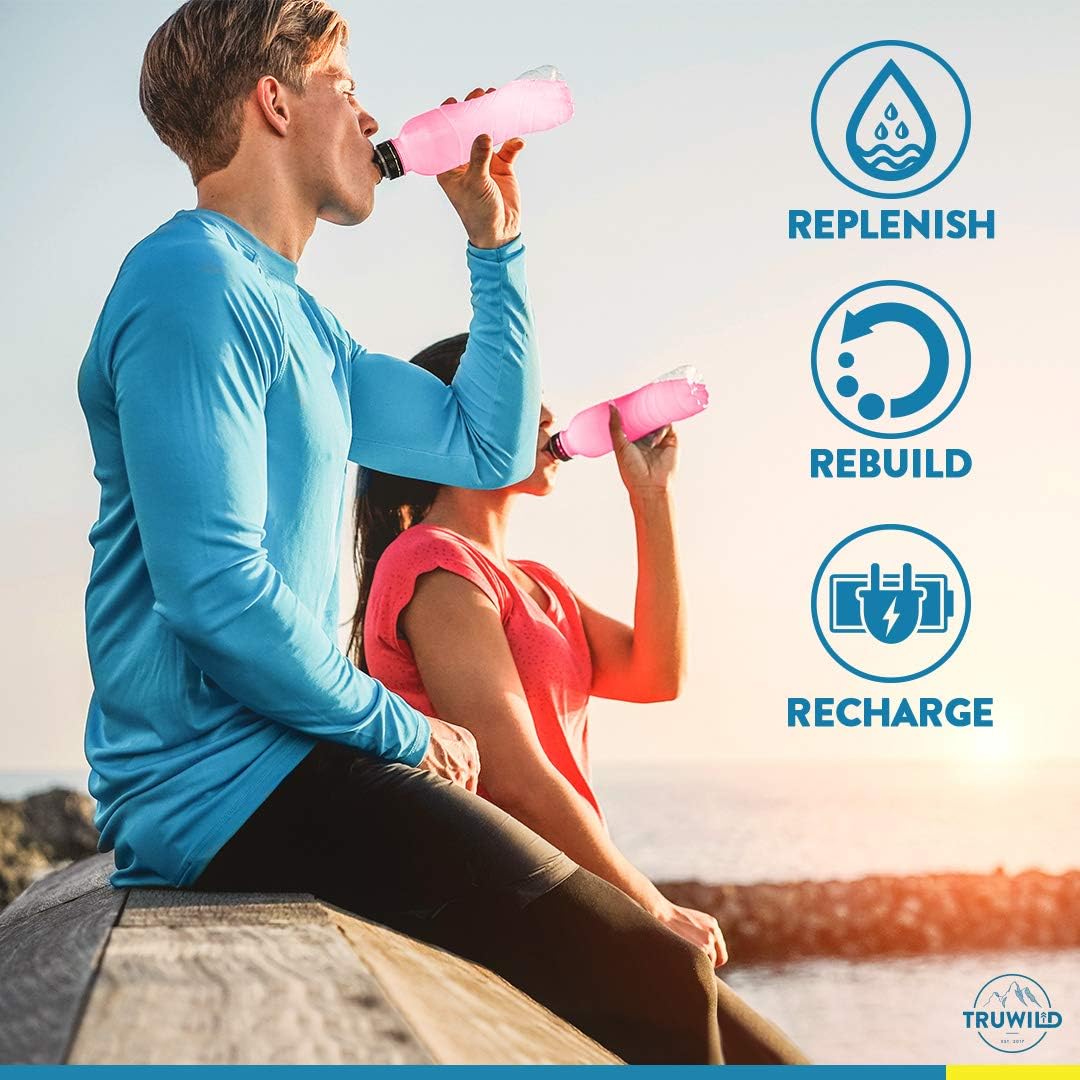TruWild Natural Hydration Powder - Vegan Electrolytes & Amino Acids, Sugar-Free Single Serve Recovery Drink with Magnesium for Muscle Support (Watermelon Lemonade)