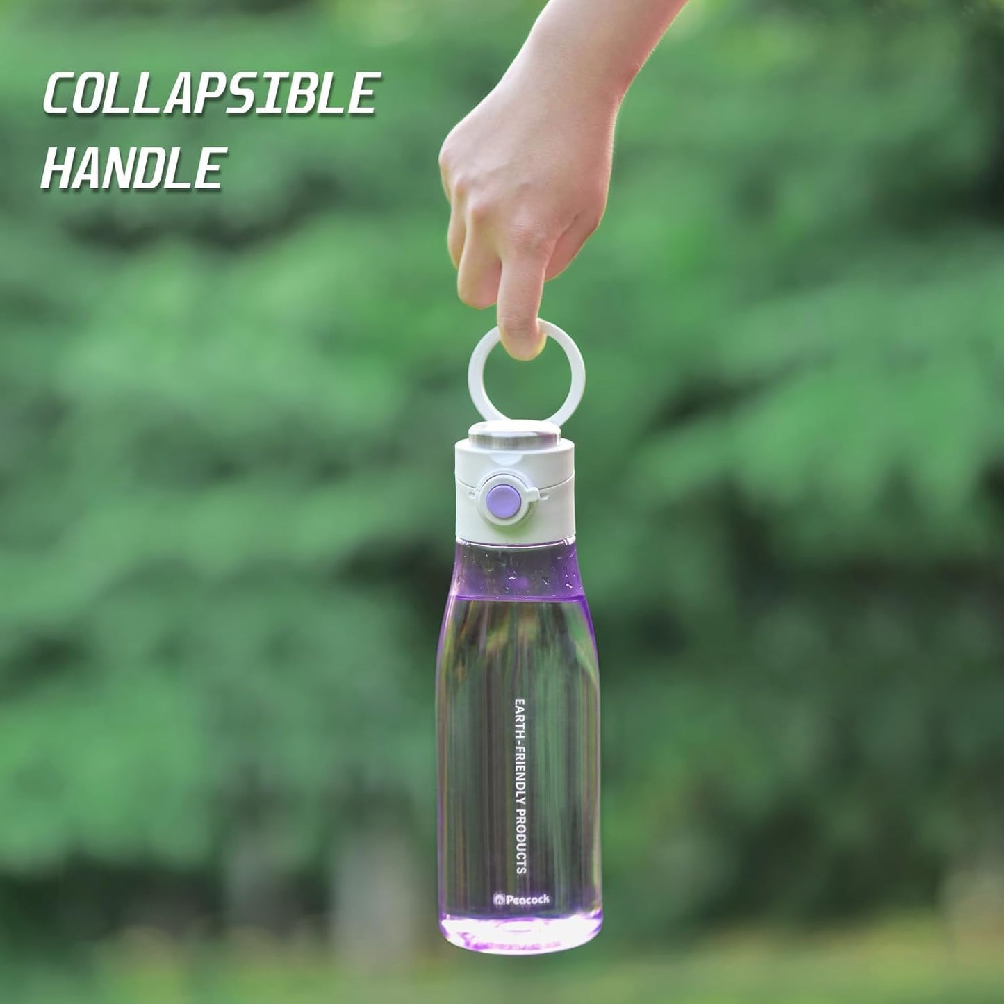 TSURUYA 24oz Tritan Water Bottle with Safety Lock Lid for Travel, Gym - BPA Free, Leakproof, Portable Handle - Clear Plastic Sports Bottle