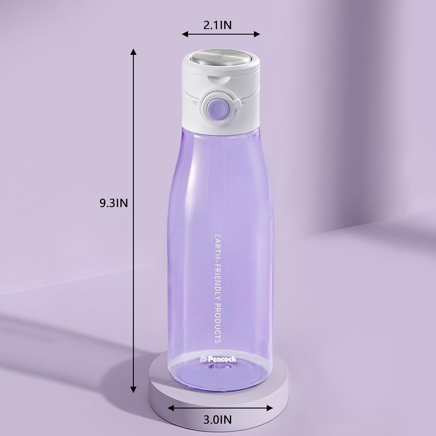 TSURUYA 24oz Tritan Water Bottle with Safety Lock Lid for Travel, Gym - BPA Free, Leakproof, Portable Handle - Clear Plastic Sports Bottle