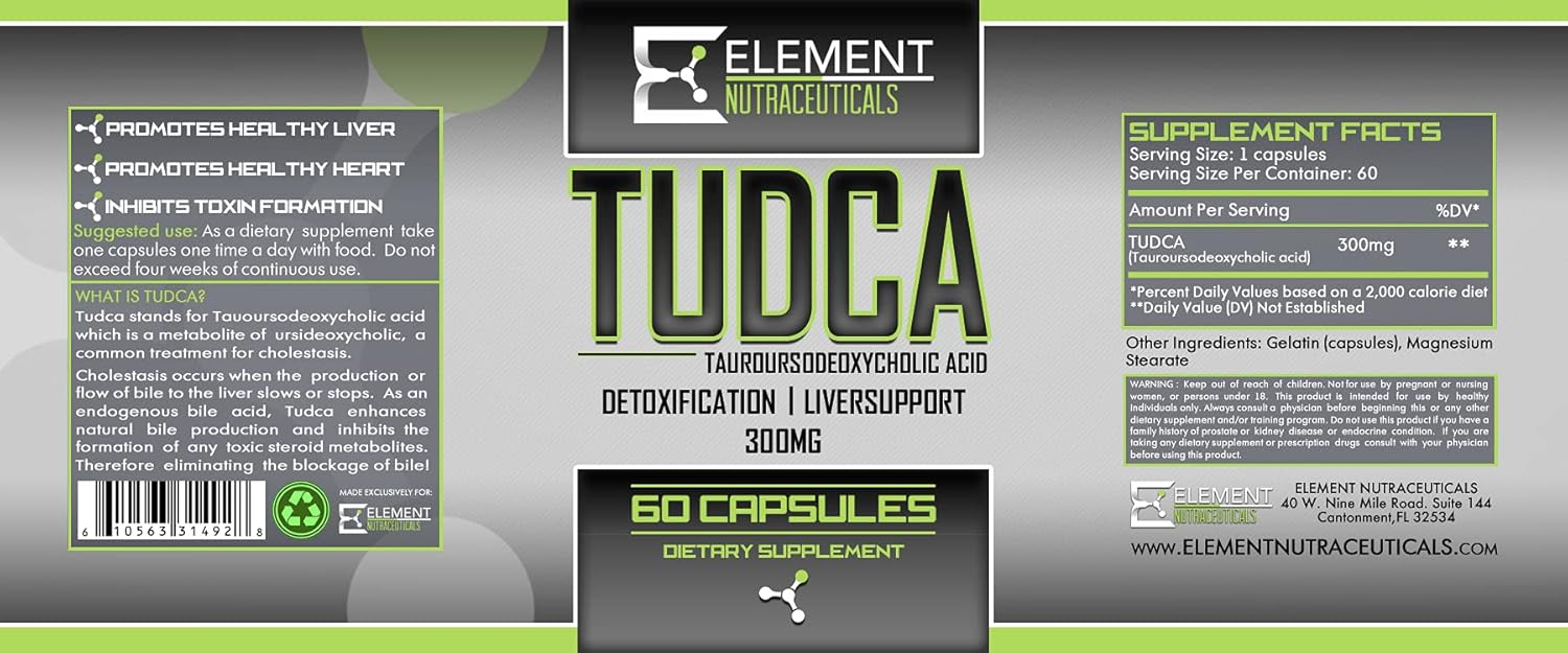 TUDCA Supplement by Element Nutraceuticals - 300mg Capsules (60 Count)