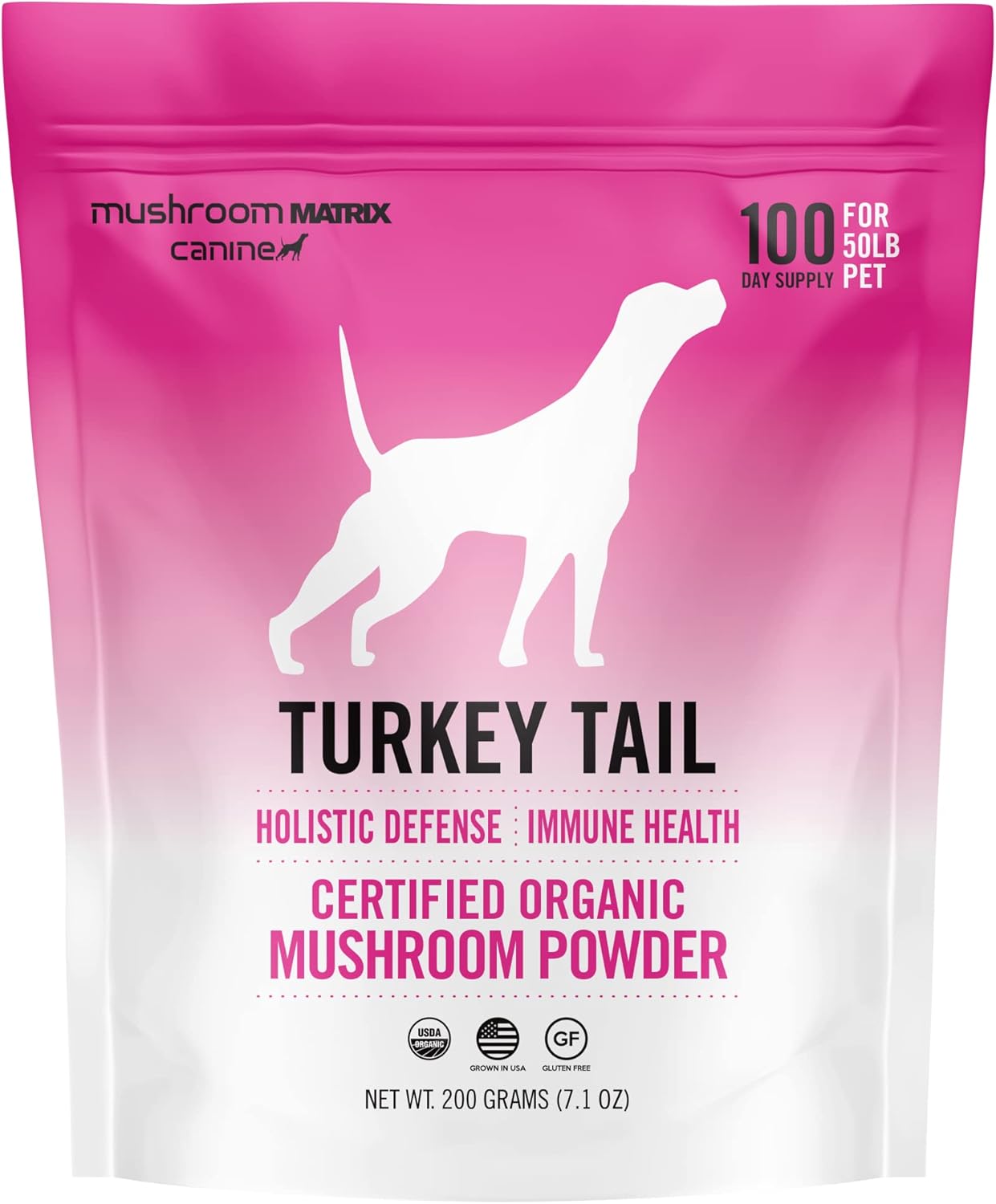 Turkey Tail Mushroom Pet Supplement Powder for Dogs & Cats - 200g/7.1oz - Immunity Support & Holistic Defense