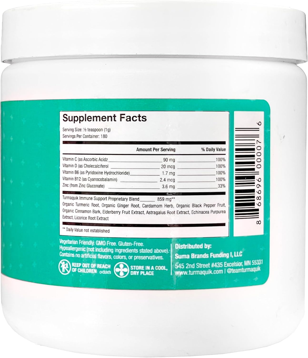 Turmaquik Organic Golden Milk Turmeric Powder with Ginger, Black Pepper, Curcumin, and Vitamins - Immunity Boosting Superfood Blend