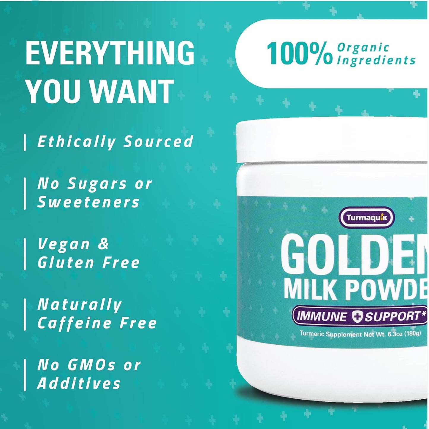 Turmaquik Organic Golden Milk Turmeric Powder with Ginger, Black Pepper, Curcumin, and Vitamins - Immunity Boosting Superfood Blend