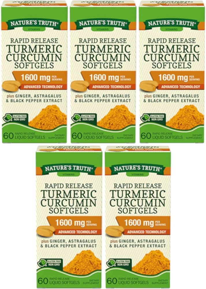 Turmeric 1600mg with Black Pepper Extract Softgels - Nature's Truth 60 Count