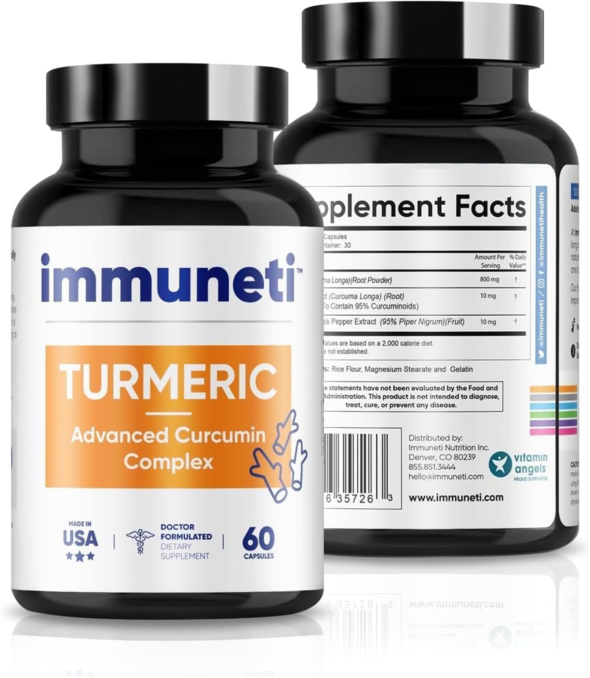 Turmeric Advanced Curcumin Complex Capsules - 120 Count - Pack of 2 for Immune Support by Immuneti