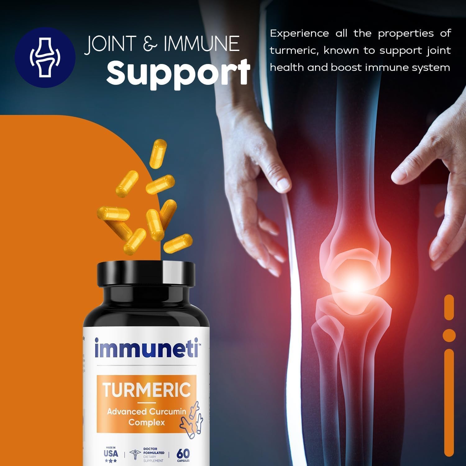 Turmeric Advanced Curcumin Complex Capsules - 120 Count - Pack of 2 for Immune Support by Immuneti