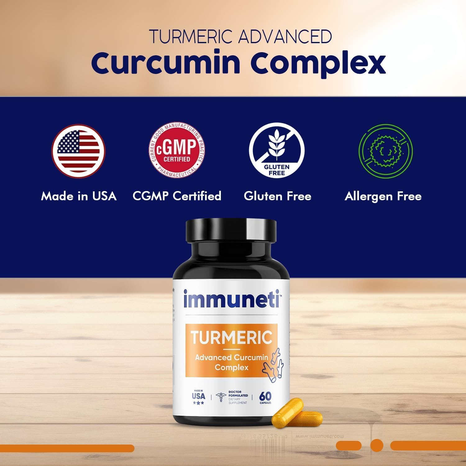 Turmeric Advanced Curcumin Complex Capsules - 120 Count - Pack of 2 for Immune Support by Immuneti