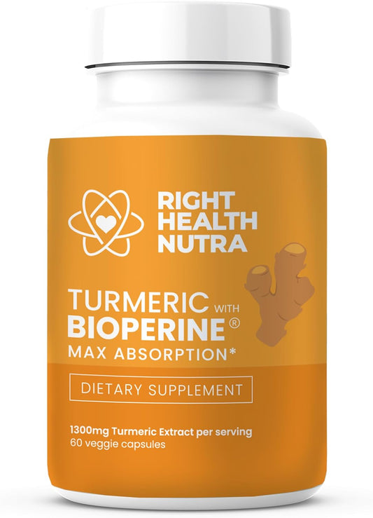 Turmeric and Black Pepper Extract Capsules for Stronger Joints and Natural Energy Support - Up to 2000% Faster Absorption - Enhanced Memory - 60 Count