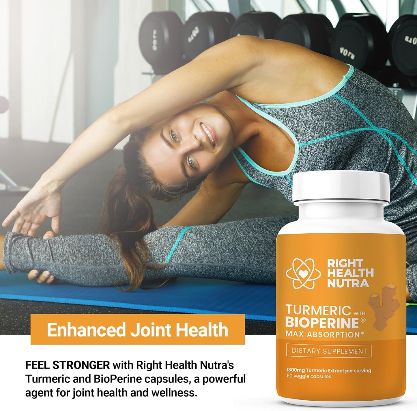 Turmeric and Black Pepper Extract Capsules for Stronger Joints and Natural Energy Support - Up to 2000% Faster Absorption - Enhanced Memory - 60 Count