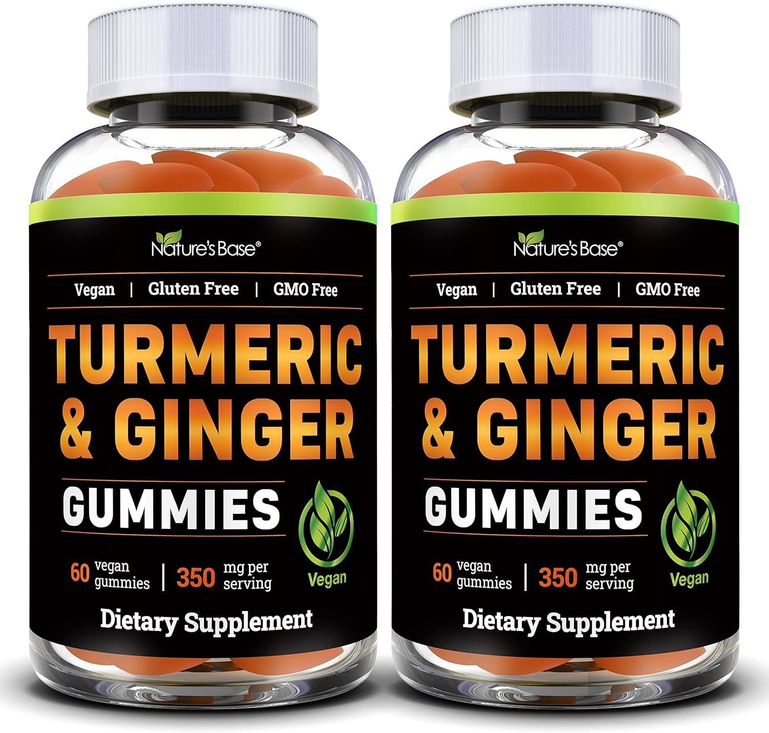 Turmeric and Ginger Gummies for Adults - 2 Pack of Tumeric Curcumin Supplements for Joint and Immune Support - 120 Vegan Gummies