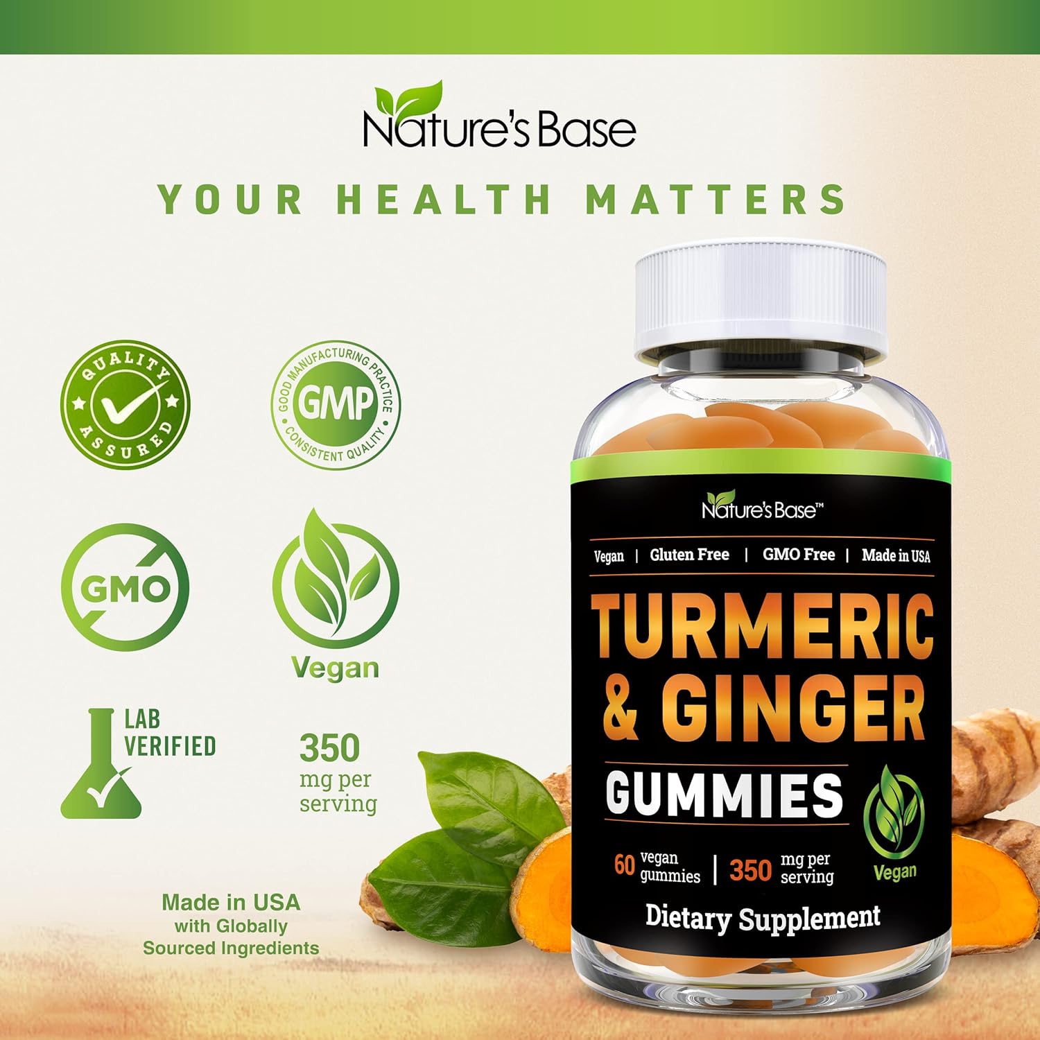 Turmeric and Ginger Gummies for Adults - 2 Pack of Tumeric Curcumin Supplements for Joint and Immune Support - 120 Vegan Gummies
