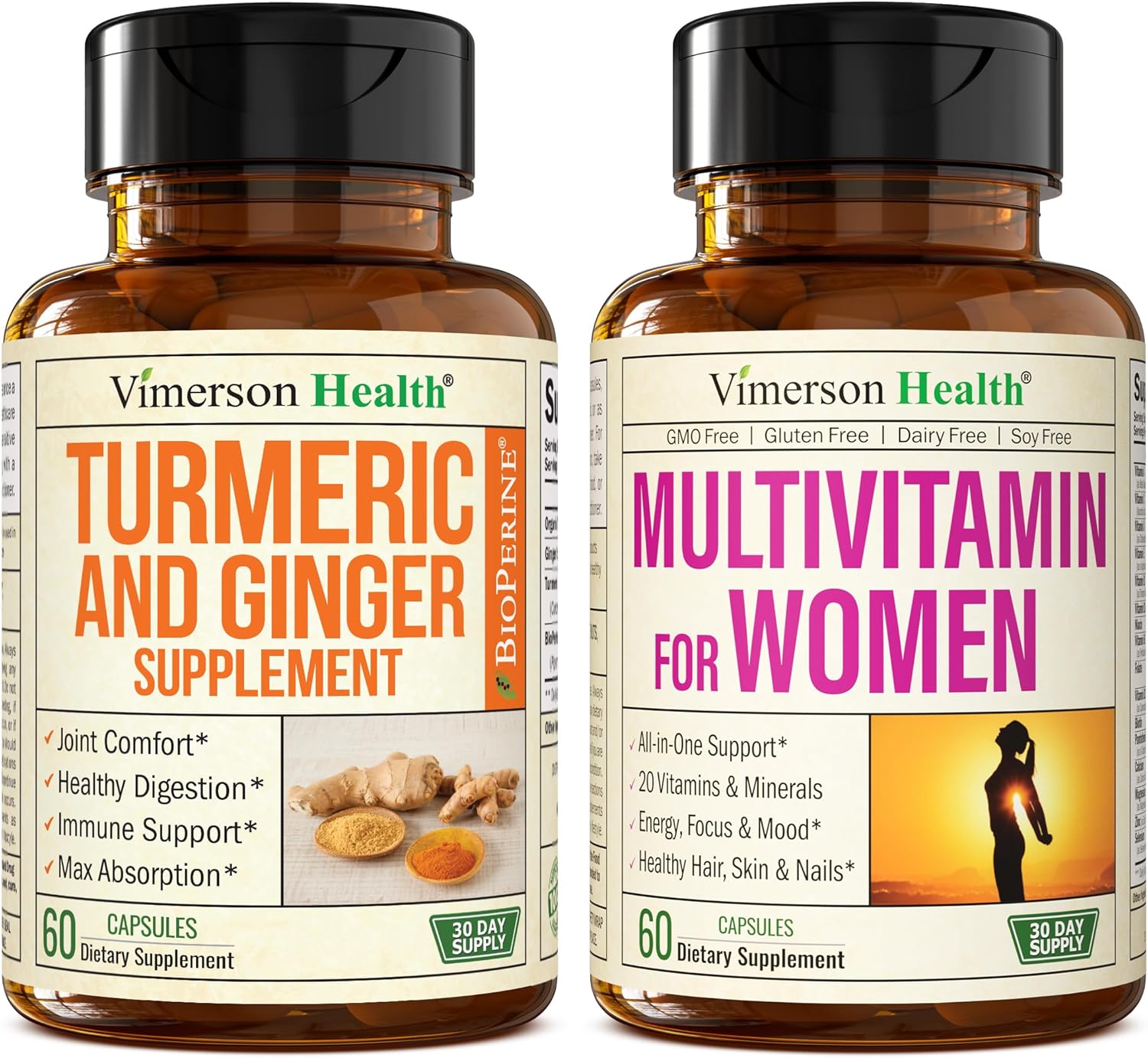 Turmeric and Ginger Joint Support Supplement with Multivitamin for Women by Vimerson Health