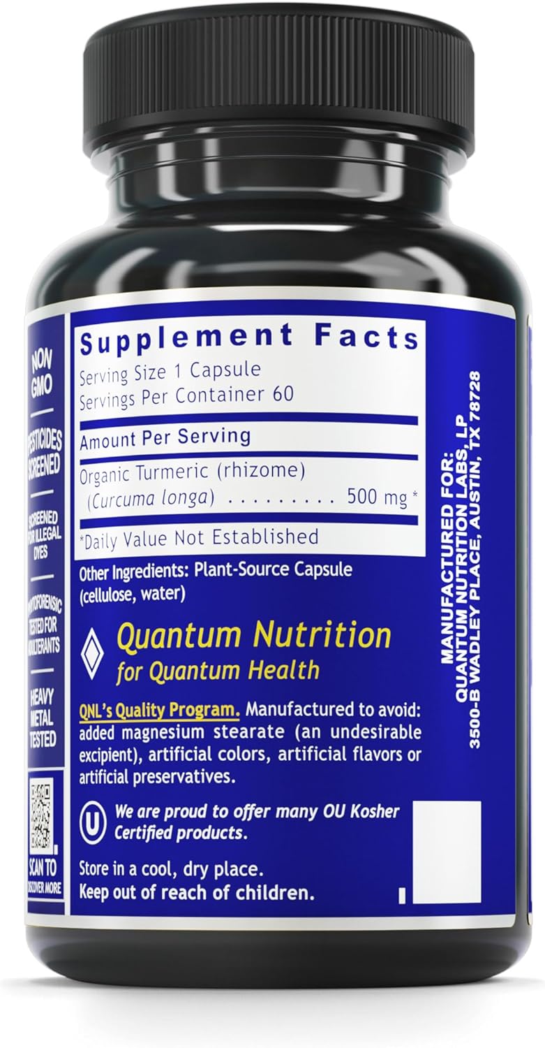 Turmeric Capsules - 500mg Curcuma, Liver Support, Vegetarian Supplement - 60 Capsules
