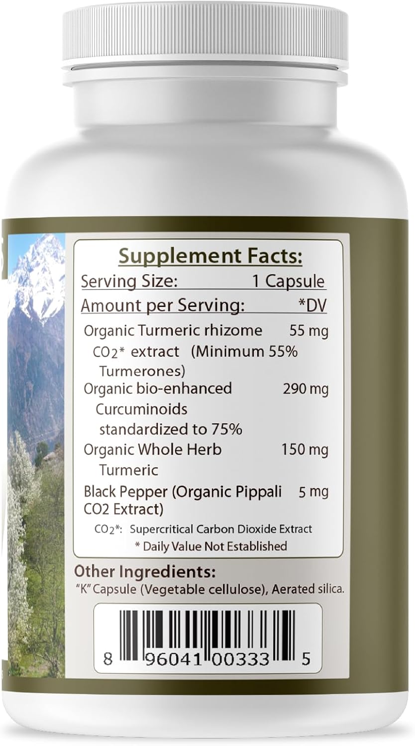 Turmeric Curcumin 500mg Capsules with Black Pepper for Antioxidant Support - 120 Veggie Capsules by Tattva's Herbs