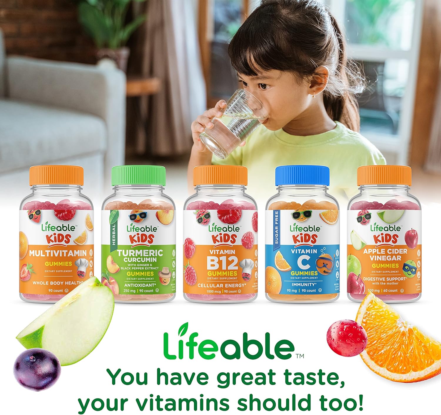 Turmeric Curcumin and B Complex Gummies Bundle for Kids - Gluten-Free and GMO-Free Chewable Vitamins