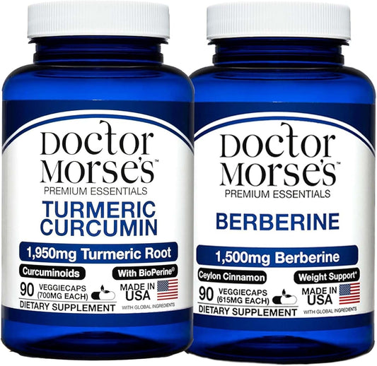 Turmeric Curcumin & Berberine Bundle for Joint Support, Metabolism, Immune Boost - 1950mg & 1500mg Capsules with BioPerine & Ceylon Cinnamon - FDA-Registered, NSF-Certified - 90 Count - BoostGo Australia