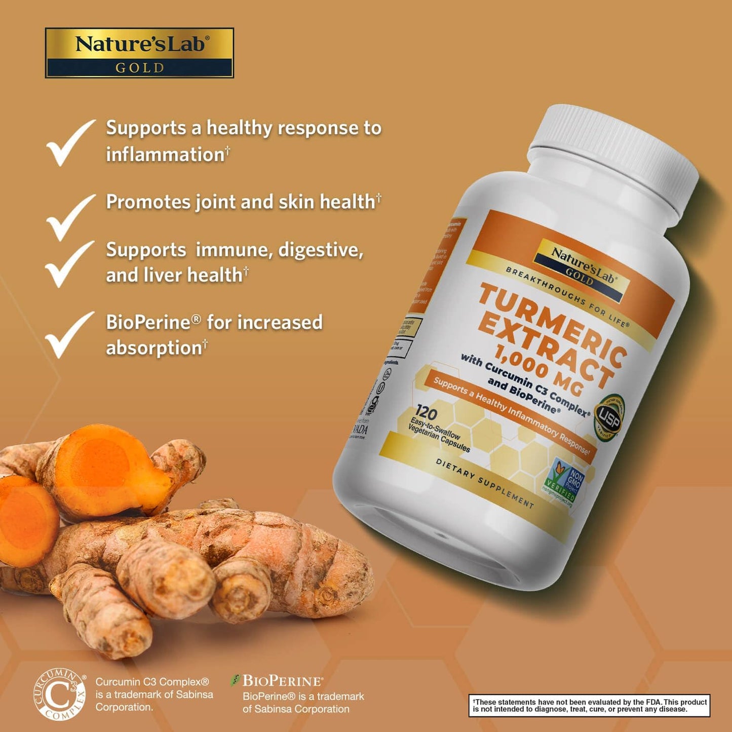 Turmeric Curcumin C3 Complex 1000mg with BioPerine - High Potency Turmeric Extract for Cardiovascular, Immune, Joint, and Skin Health - 120 Capsules