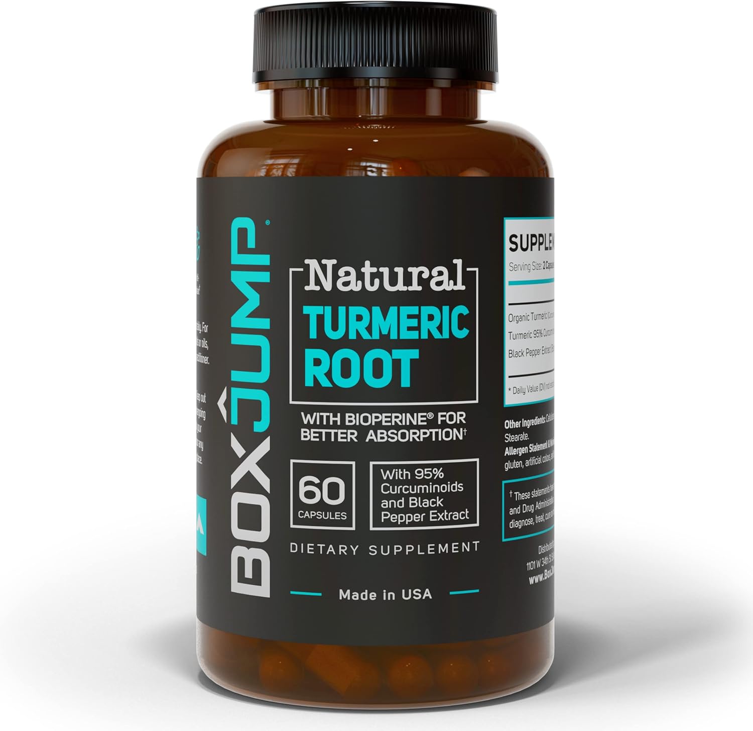 Turmeric Curcumin Capsules with Black Pepper Extract - 1200mg Strength for Joint Health - Vegan Supplement with BioPerine - 60 Capsules