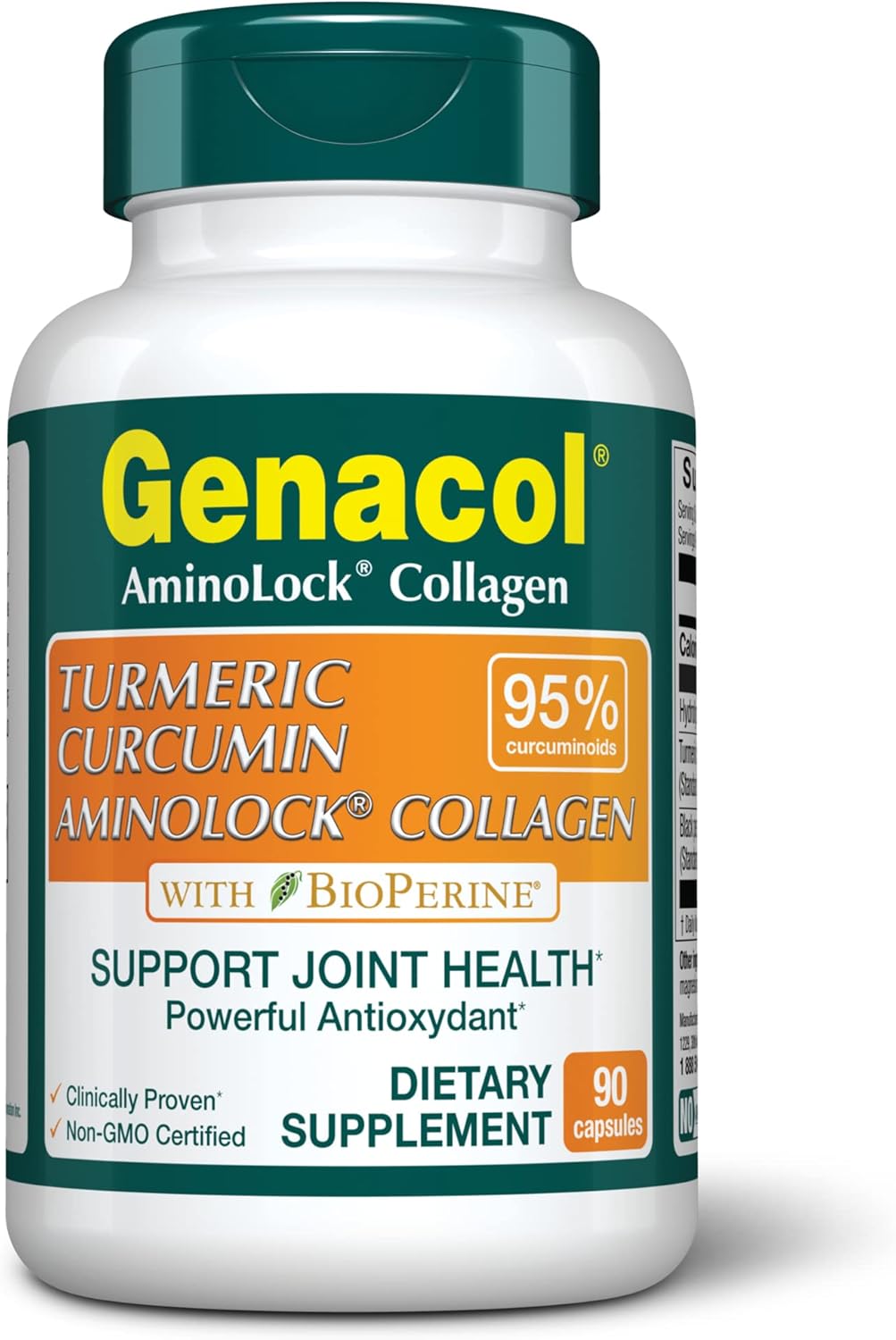Turmeric Curcumin Collagen Supplement with Enhanced Absorption, Black Pepper & AminoLock - 90 Capsules for Healthy Joints