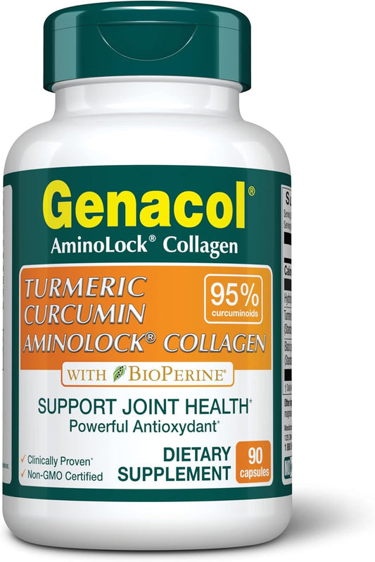 Turmeric Curcumin Collagen Supplement with Enhanced Absorption, Black Pepper & AminoLock - 90 Capsules for Healthy Joints