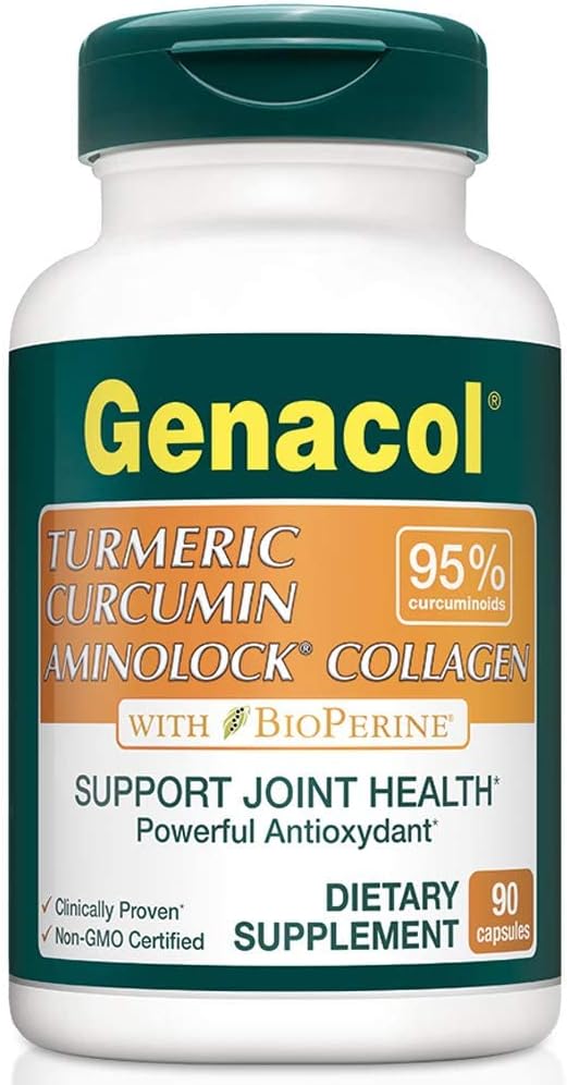 Turmeric Curcumin Collagen Supplement with Enhanced Absorption, Black Pepper & AminoLock - 90 Capsules for Healthy Joints