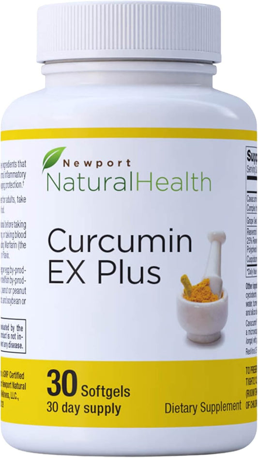 Turmeric Curcumin EX Plus Supplement with Grapeseed & Resveratrol for Joint & Heart Health, 500mg Capsules