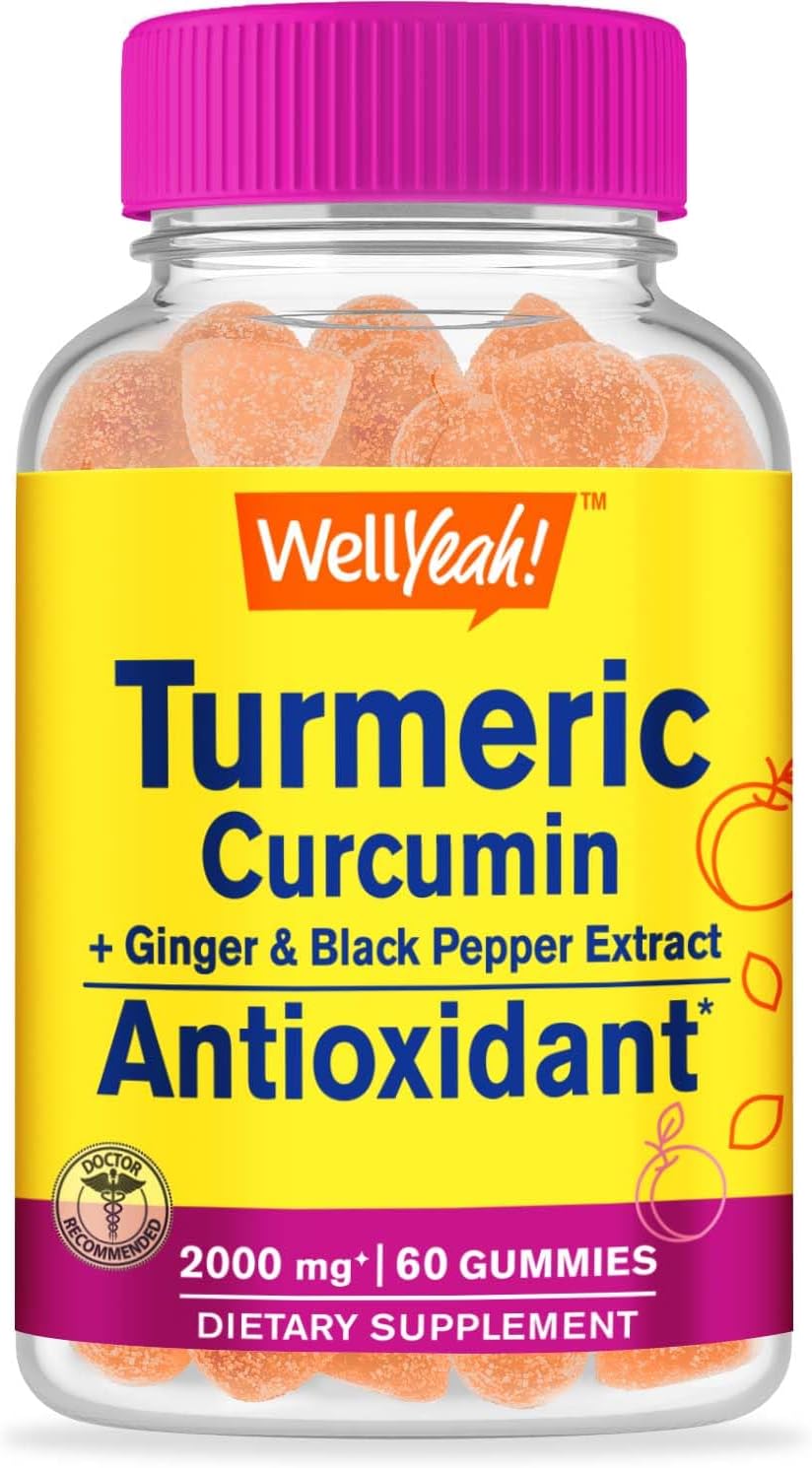 Turmeric Curcumin Gummies with Black Pepper - Antioxidant and Digestive Support - Skin Health, Immune Function - Vegan, Non-GMO - 60 Count