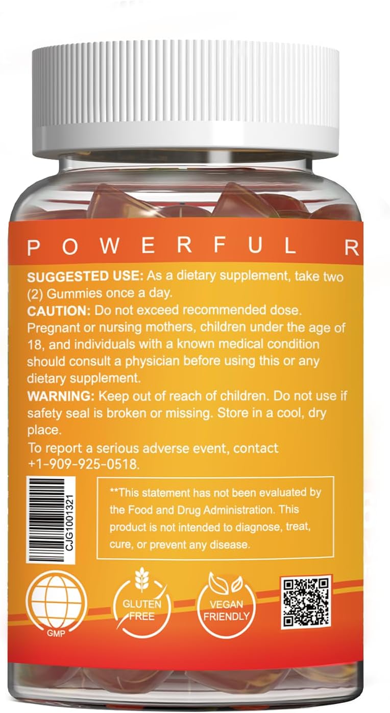 Turmeric Curcumin Gummies with Black Pepper & Ginger - 500mg, Vitamin C, Low Sugar Orange Gummies for Adults - 120 Count