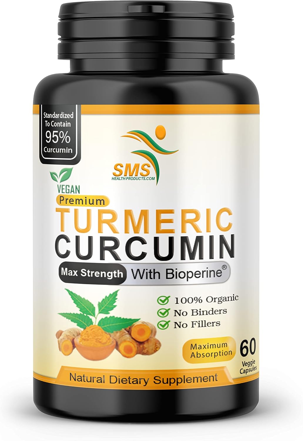Turmeric Curcumin Pills with BioPerine Black Pepper - 1,000mg 95% Curcuminoids - Tumeric Extract Supplement - 60 Capsules
