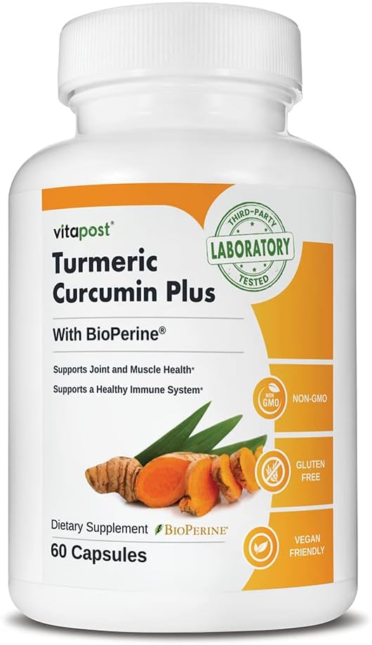 Turmeric Curcumin Plus with BioPerine for Joint and Muscle Health - 60 Capsules