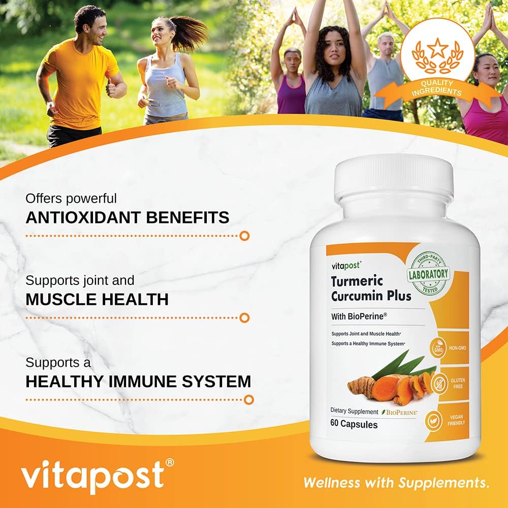 Turmeric Curcumin Plus with BioPerine for Joint and Muscle Health - 60 Capsules