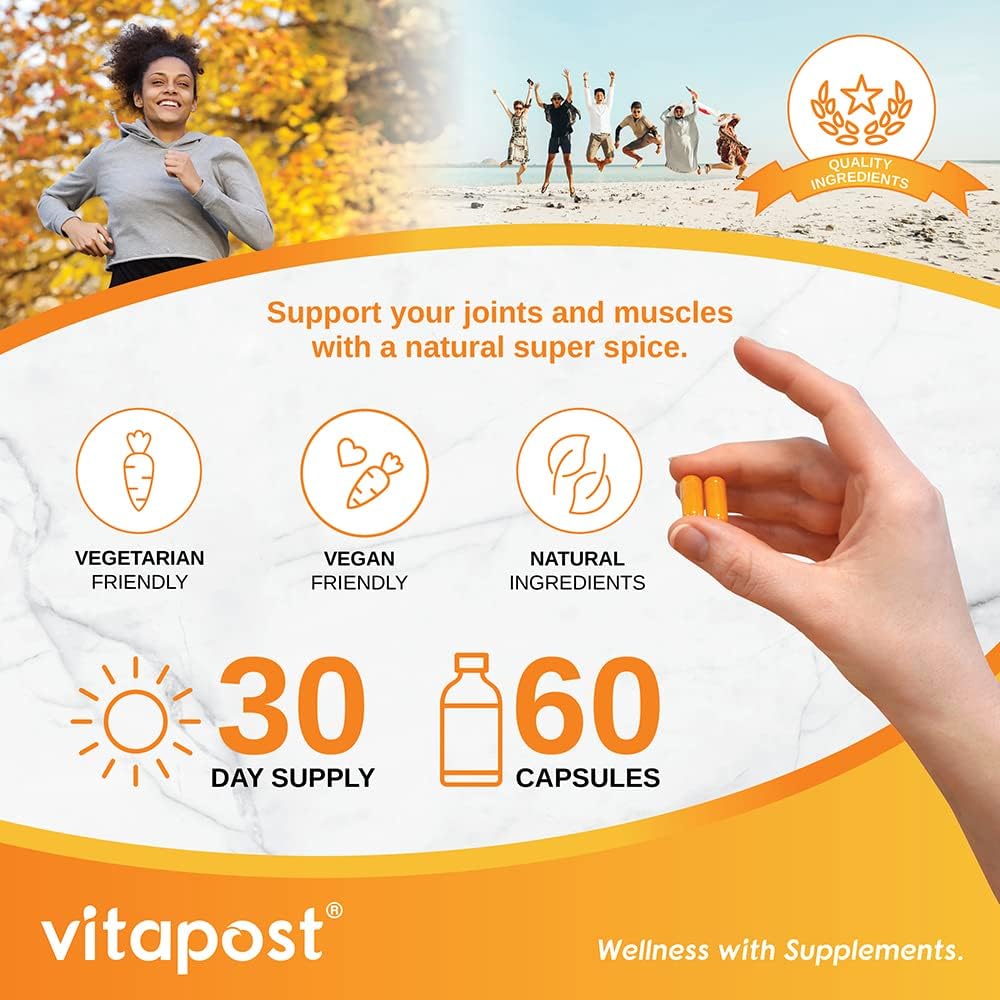 Turmeric Curcumin Plus with BioPerine for Joint and Muscle Health - 60 Capsules