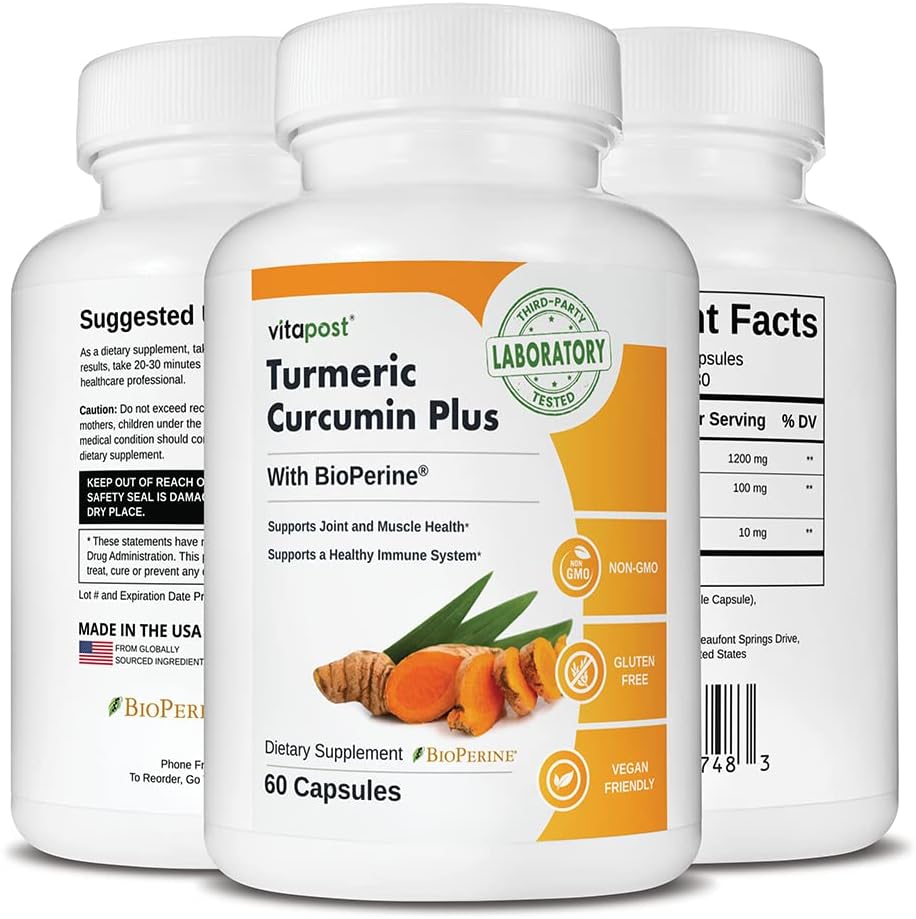 Turmeric Curcumin Plus with BioPerine for Joint and Muscle Health - 60 Capsules