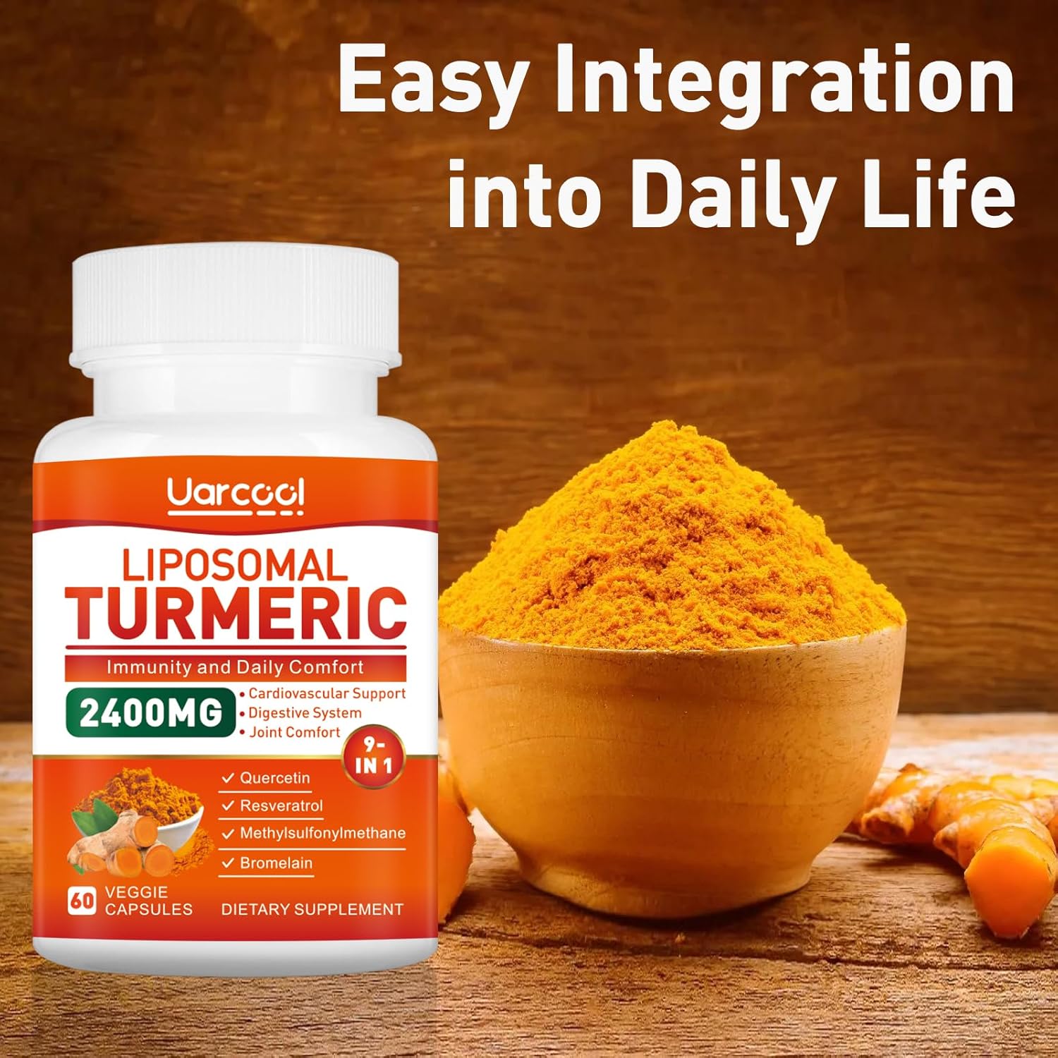 Turmeric Curcumin Supplement 2400mg with Black Pepper Extract - 60 Softgels for Joint Support and Maximum Absorption