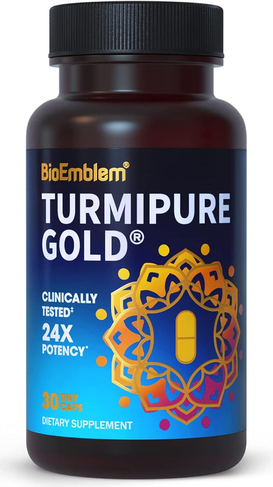 Turmeric Curcumin Supplement for Joint Support & Inflammation - Enhanced Absorption, Clinically Proven TurmiPure - Non-GMO - 30 Servings