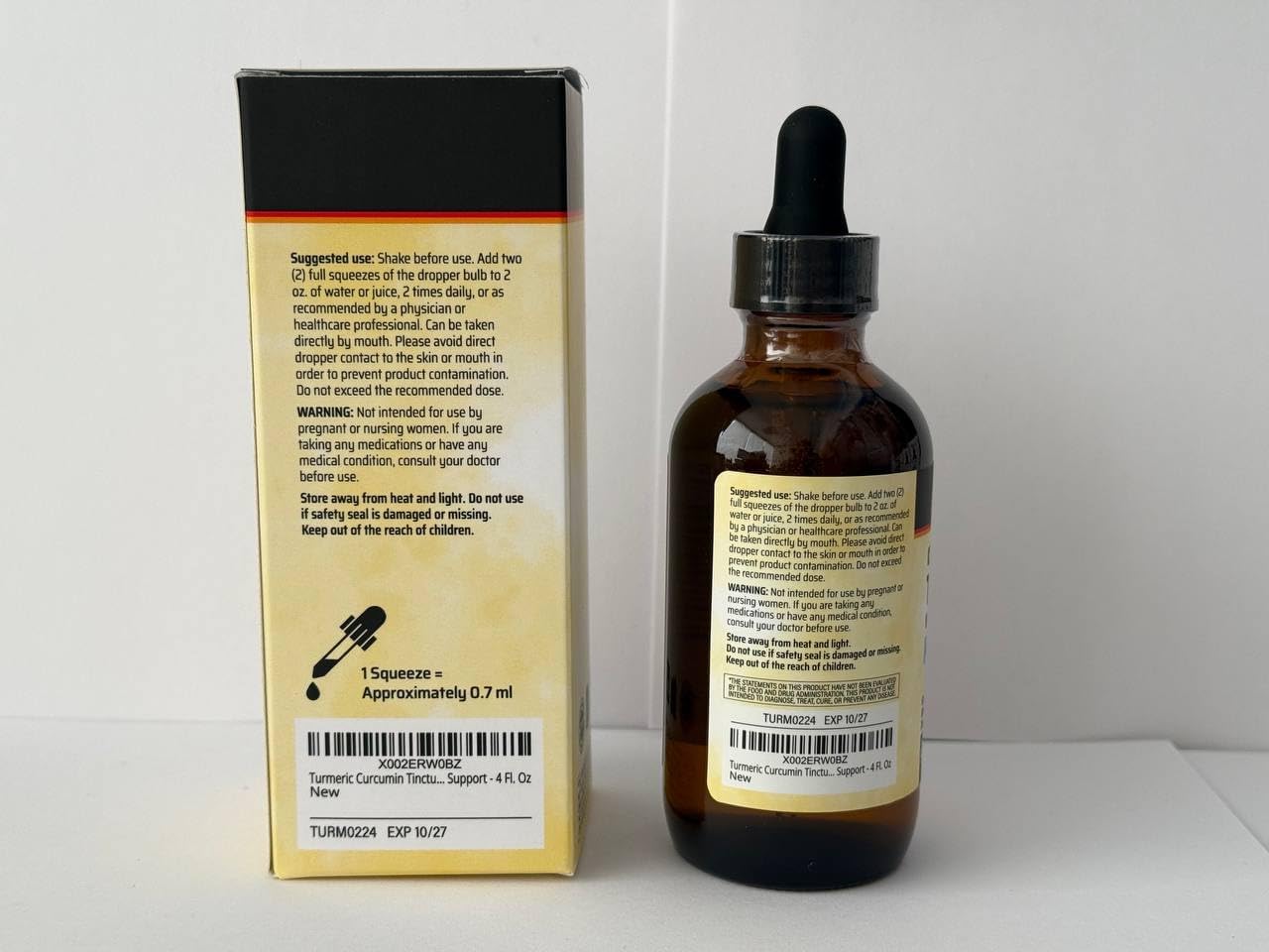 Turmeric Curcumin Supplement Tincture - 1200mg with Black Pepper Extract - Vegan Drops - Alcohol & Sugar Free - 4 Fl.Oz.