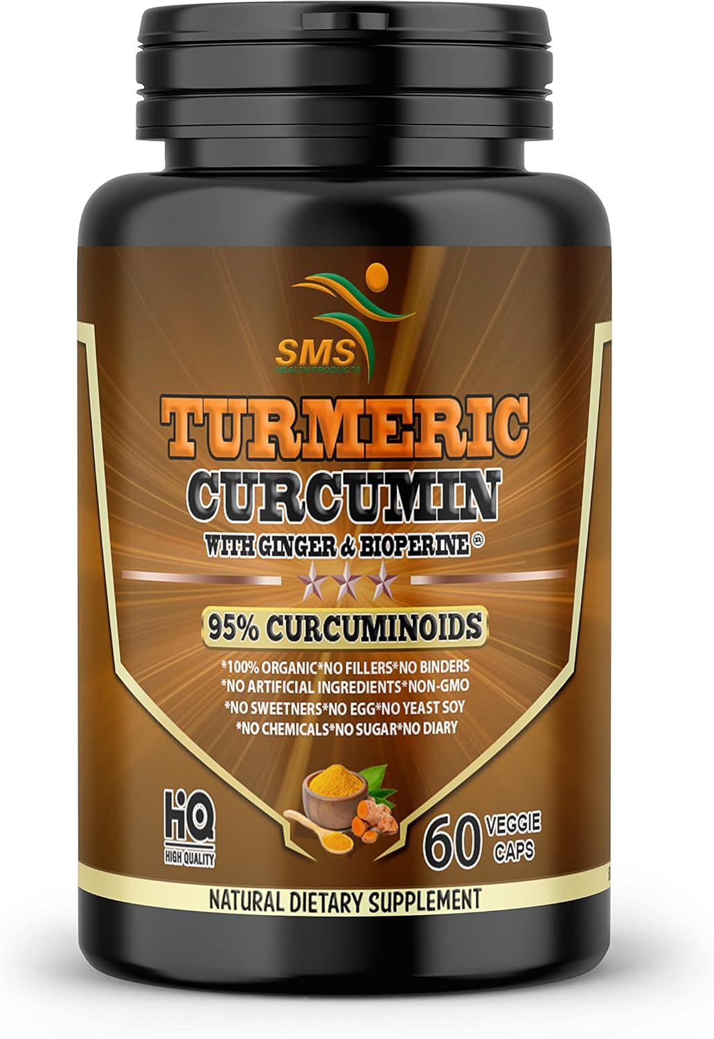 Turmeric Curcumin Supplement with Ginger & BioPerine for Joint Support - 60 Veggie Capsules by SMSHEALTHPRODUCTS