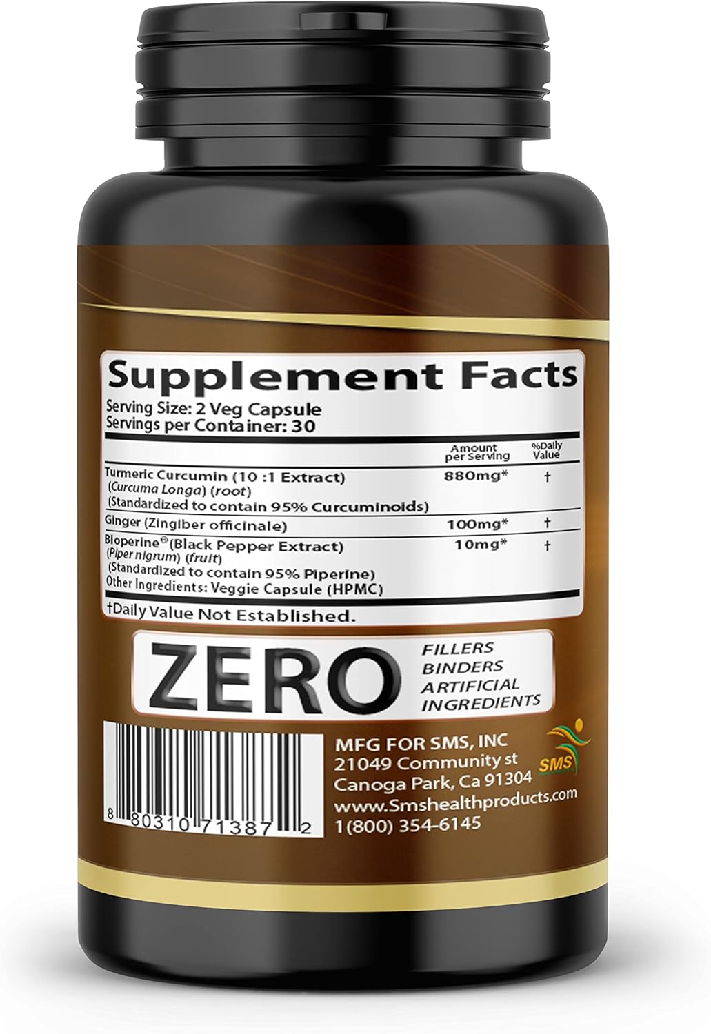 Turmeric Curcumin Supplement with Ginger & BioPerine for Joint Support - 60 Veggie Capsules by SMSHEALTHPRODUCTS