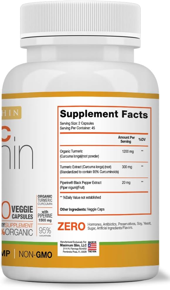 Turmeric Curcumin with Piperine 1500mg - 90 Count for Maximum Benefits