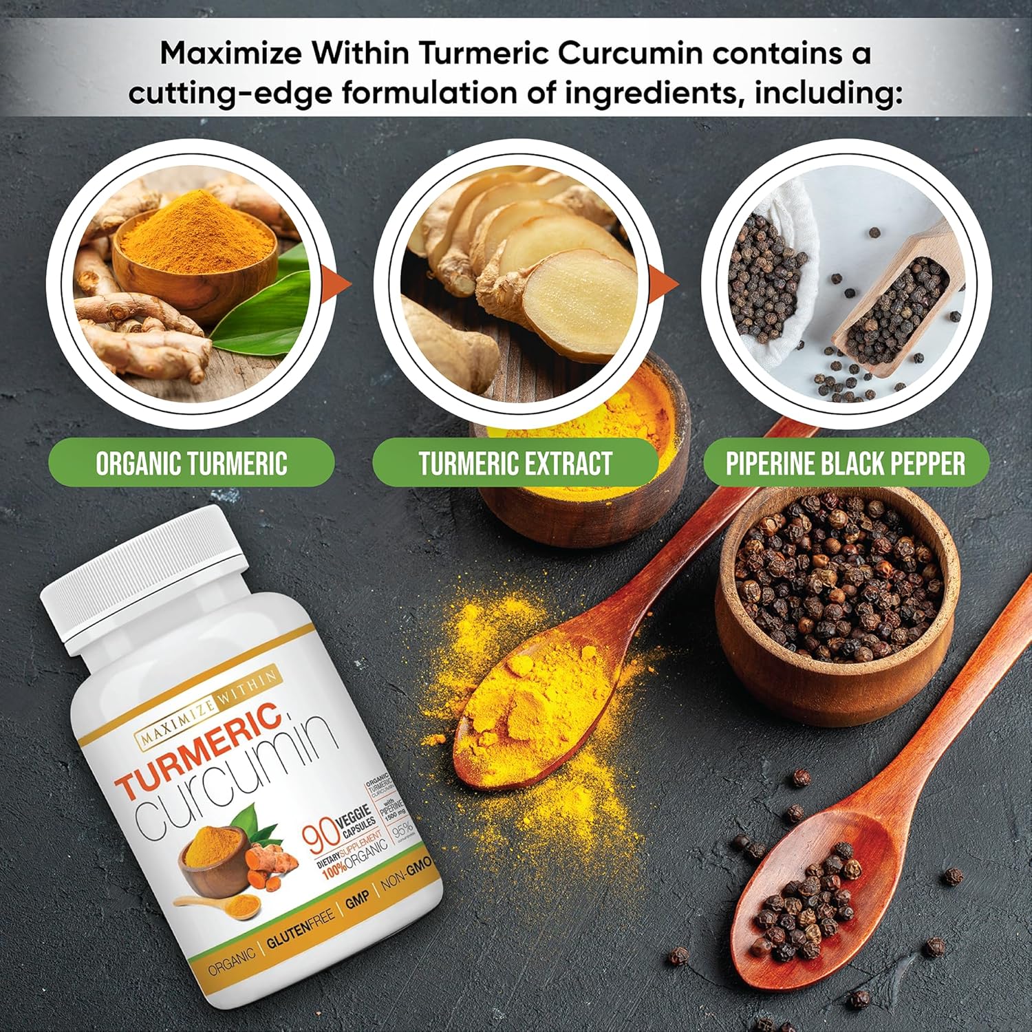 Turmeric Curcumin with Piperine 1500mg - 90 Count for Maximum Benefits