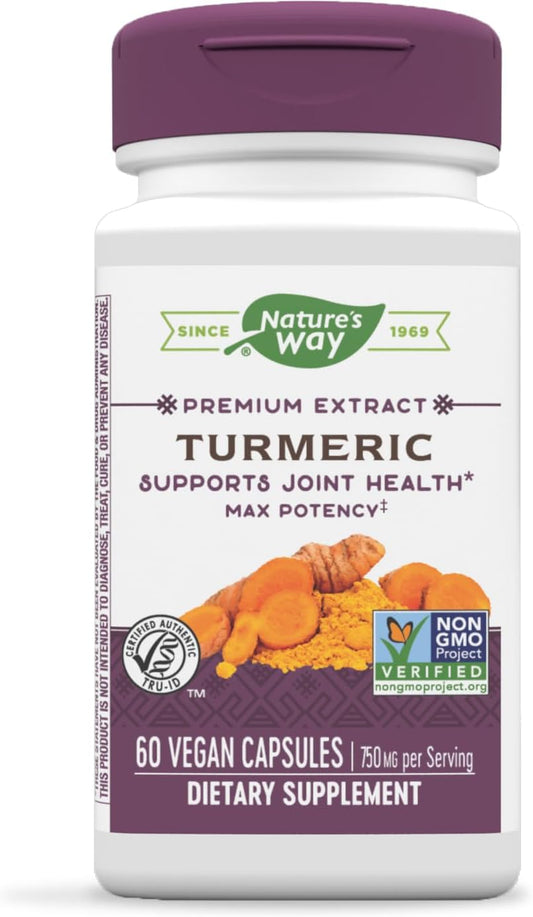 Turmeric Extract Capsules - 750mg Max Potency, 95% Curcuminoids, 60 Vegan Capsules by Nature's Way